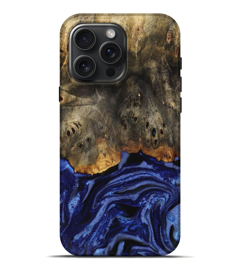 iPhone 16 Pro Max Wood Live Edge Phone Case - Pavla (Blue, 731667)