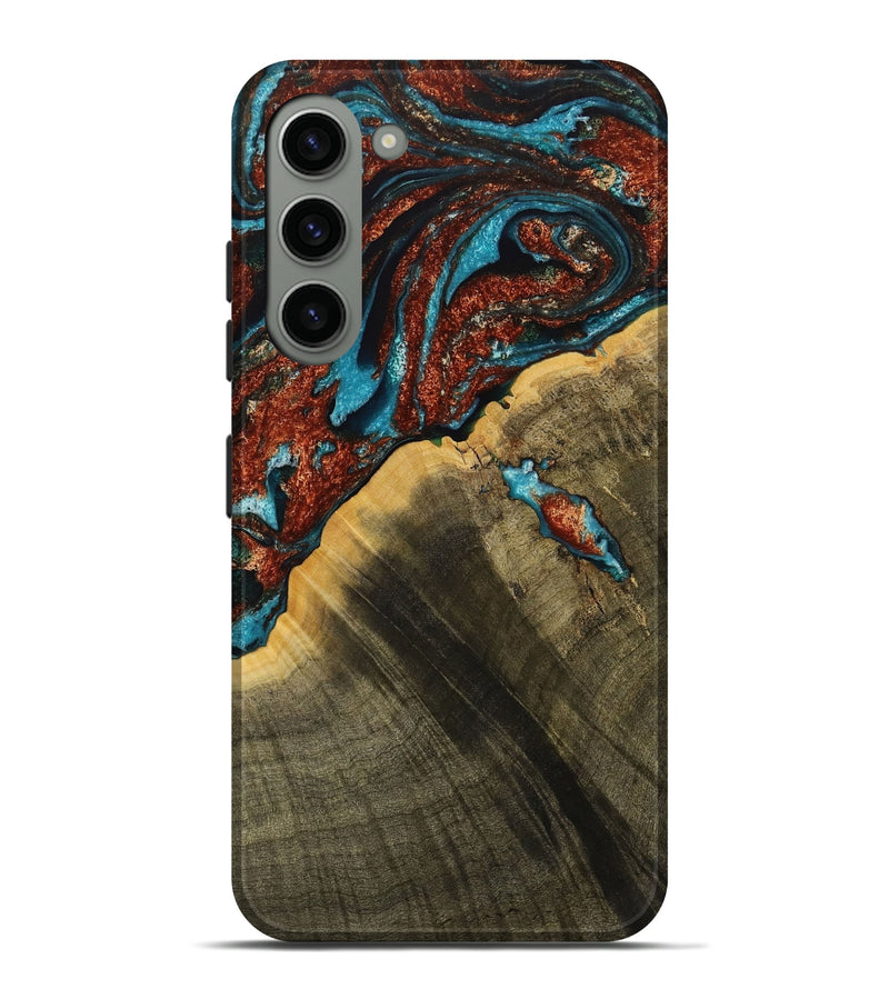 Galaxy S23 Plus Wood Live Edge Phone Case - Luciana (Teal & Gold, 731669)