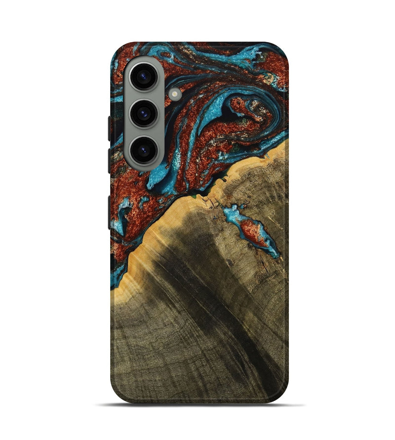 Galaxy S24 Wood Live Edge Phone Case - Luciana (Teal & Gold, 731669)