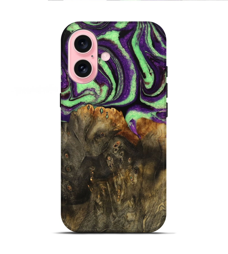 iPhone 16 Wood Live Edge Phone Case - Kelsy (Purple, 731670)