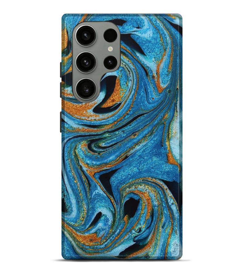 Galaxy S23 Ultra ResinArt Live Edge Phone Case - Kerstin (Teal & Gold, 731672)