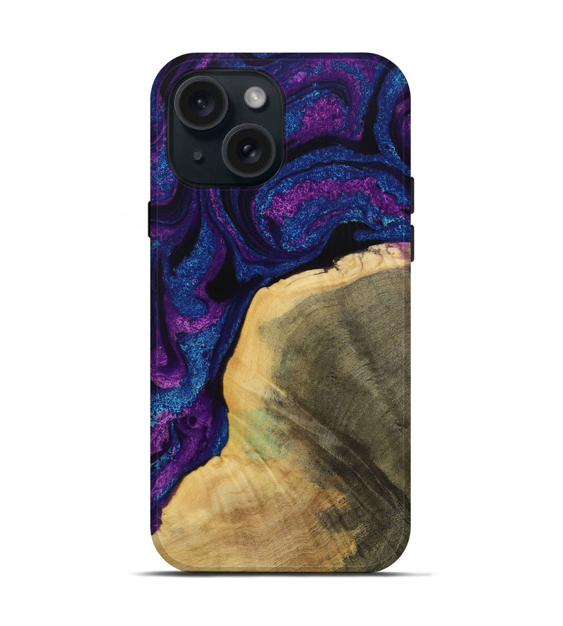 iPhone 15 Wood Live Edge Phone Case - Jayesh (Purple, 731673)