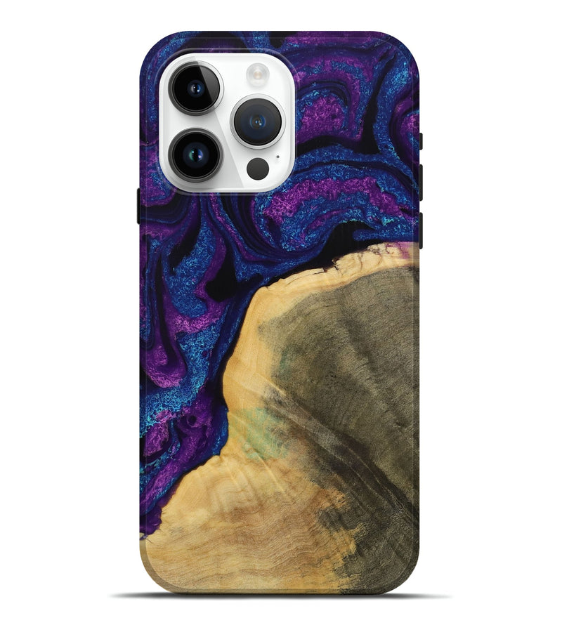 iPhone 15 Pro Max Wood Live Edge Phone Case - Jayesh (Purple, 731673)