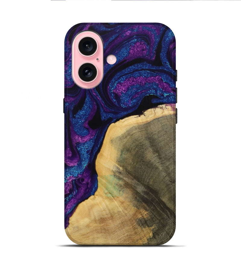 iPhone 16 Wood Live Edge Phone Case - Jayesh (Purple, 731673)