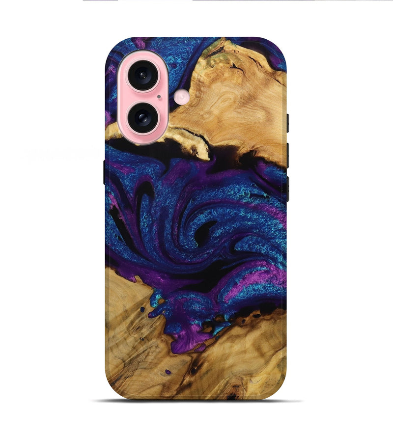 iPhone 16 Wood Live Edge Phone Case - Cicily (Purple, 731677)