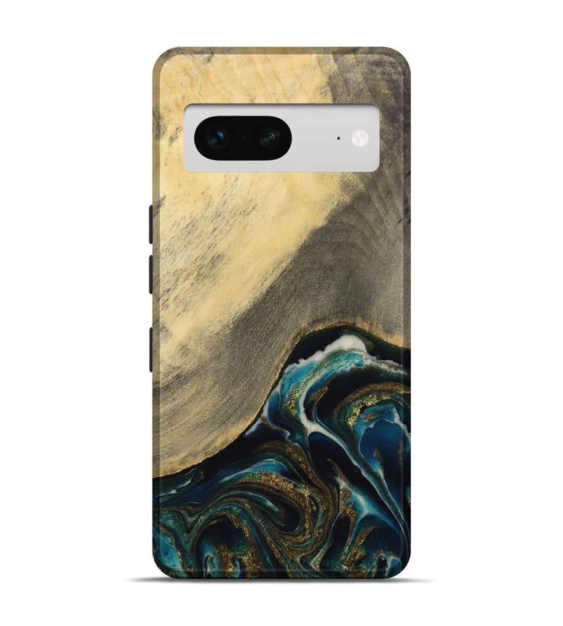 Pixel 7 Wood Live Edge Phone Case - Moyna (Teal & Gold, 731679)