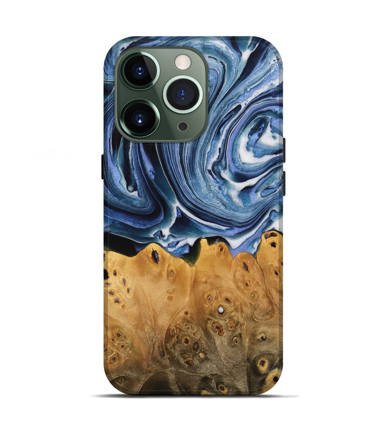 iPhone 13 Pro Wood Live Edge Phone Case - Teji (Blue, 731680)