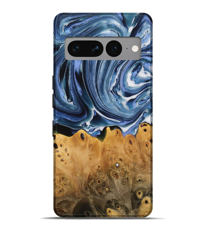 Pixel 7 Pro Wood Live Edge Phone Case - Teji (Blue, 731680)