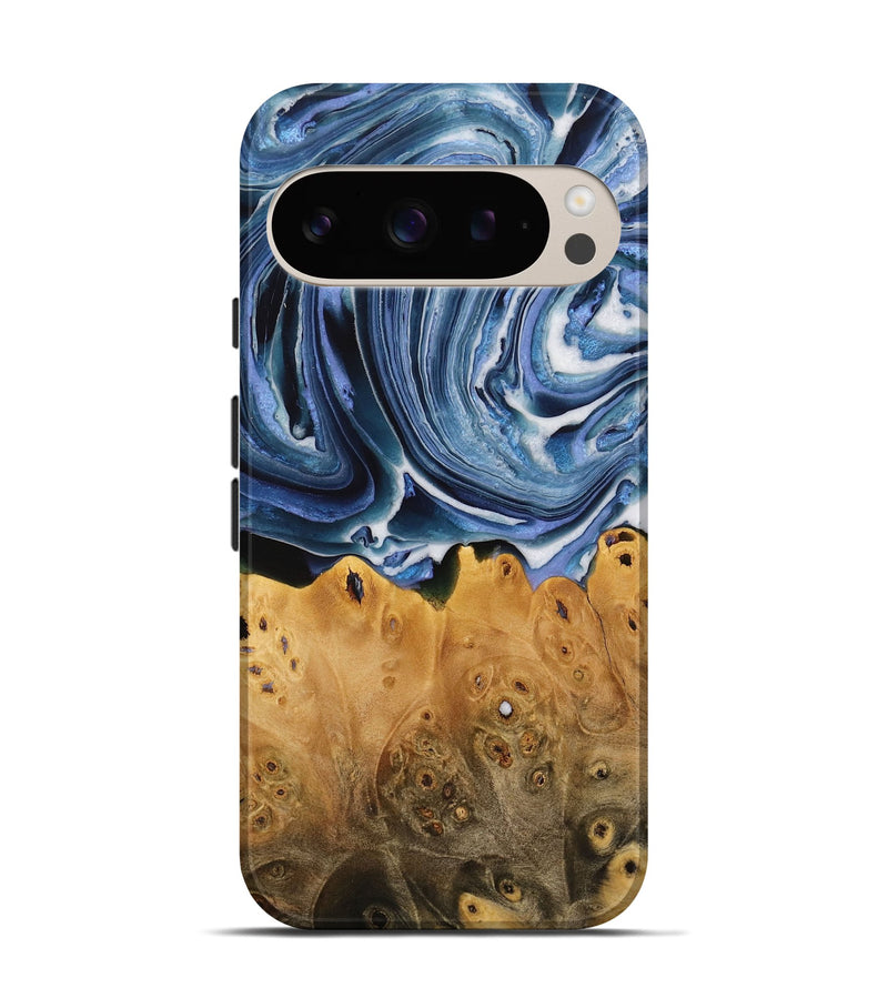 Pixel 9 Wood Live Edge Phone Case - Teji (Blue, 731680)