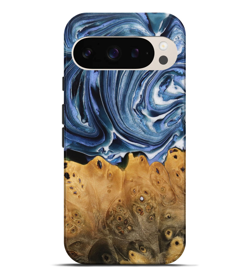 Pixel 9 Pro XL Wood Live Edge Phone Case - Teji (Blue, 731680)