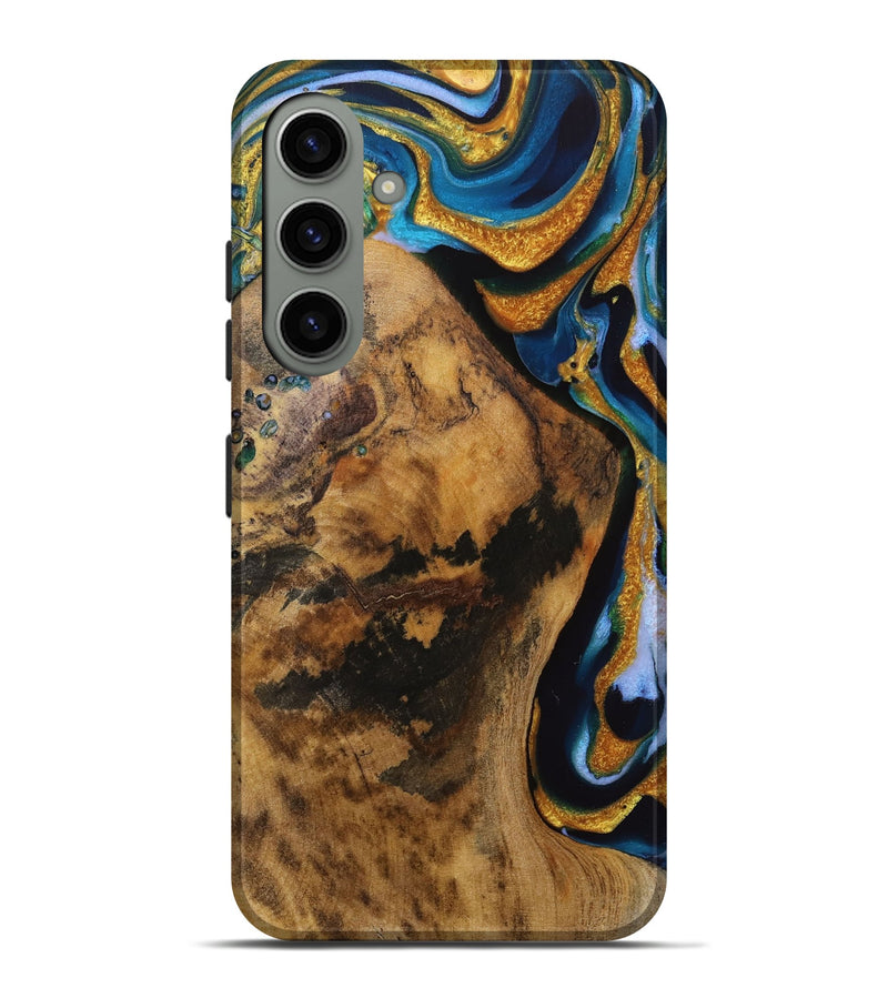 Galaxy S24 Plus Wood Live Edge Phone Case - Ingrid (Teal & Gold, 731683)