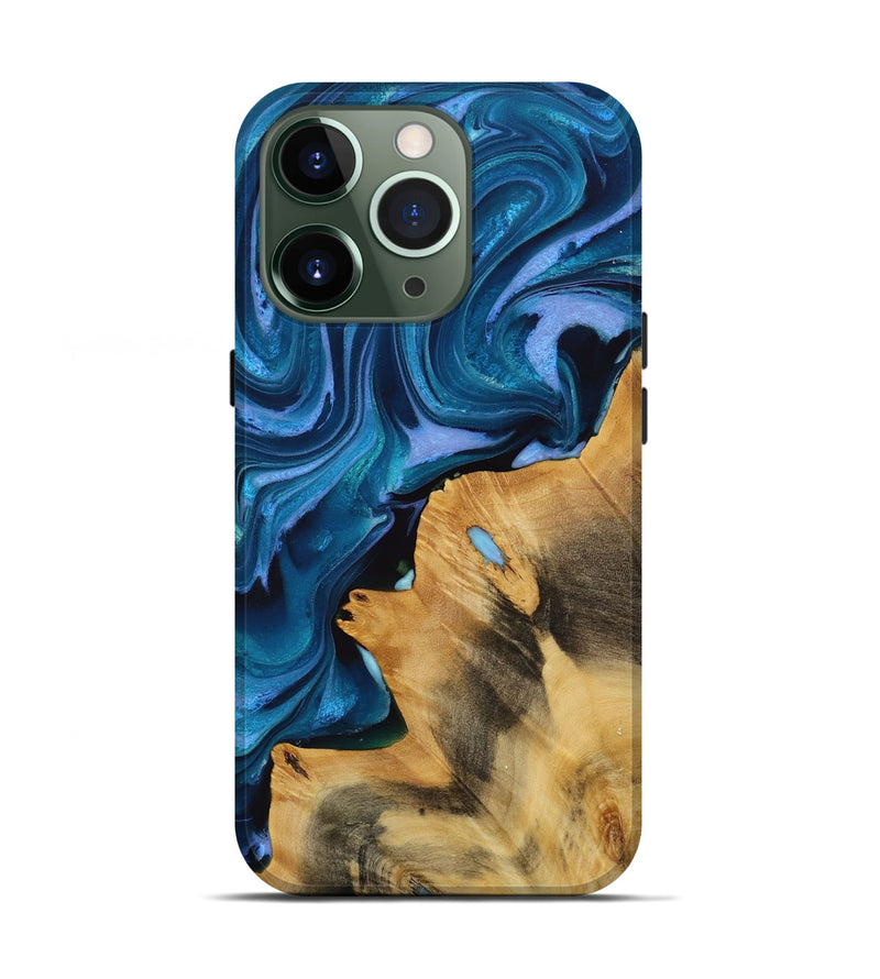 iPhone 13 Pro Wood Live Edge Phone Case - Dixie (Blue, 731686)