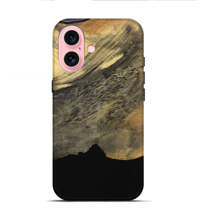 iPhone 16 Wood Live Edge Phone Case - Ivey (Pure Black, 731690)