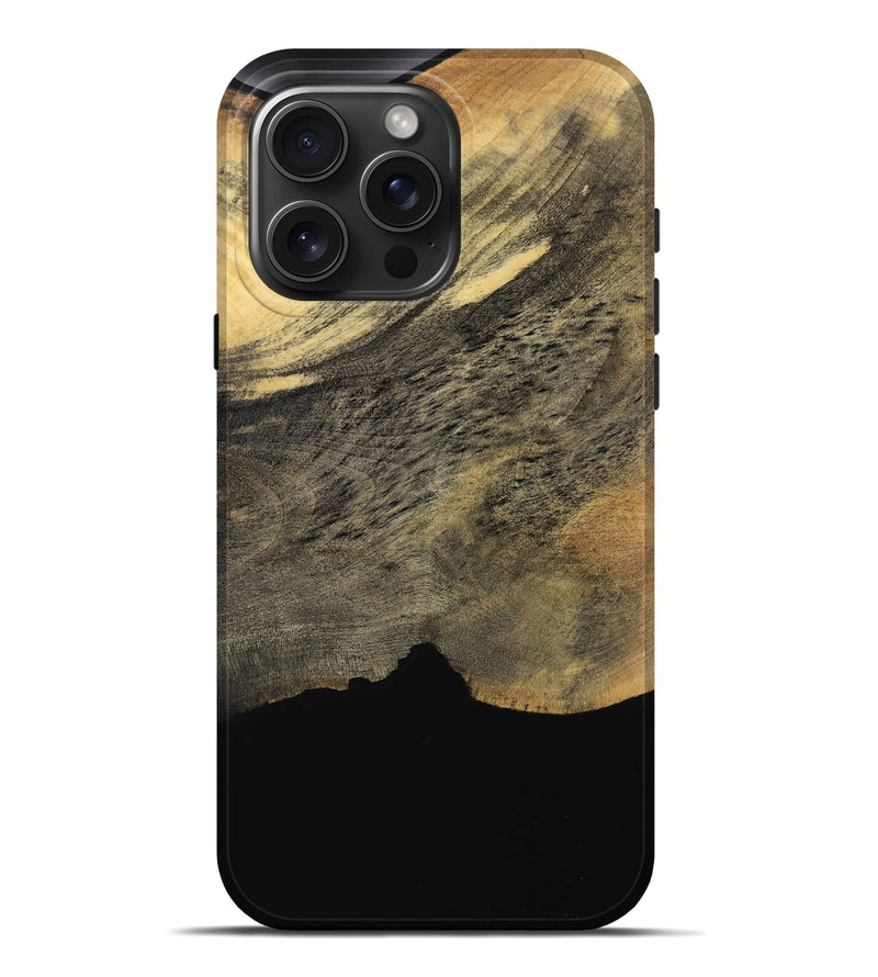 iPhone 16 Pro Max Wood Live Edge Phone Case - Ivey (Pure Black, 731690)