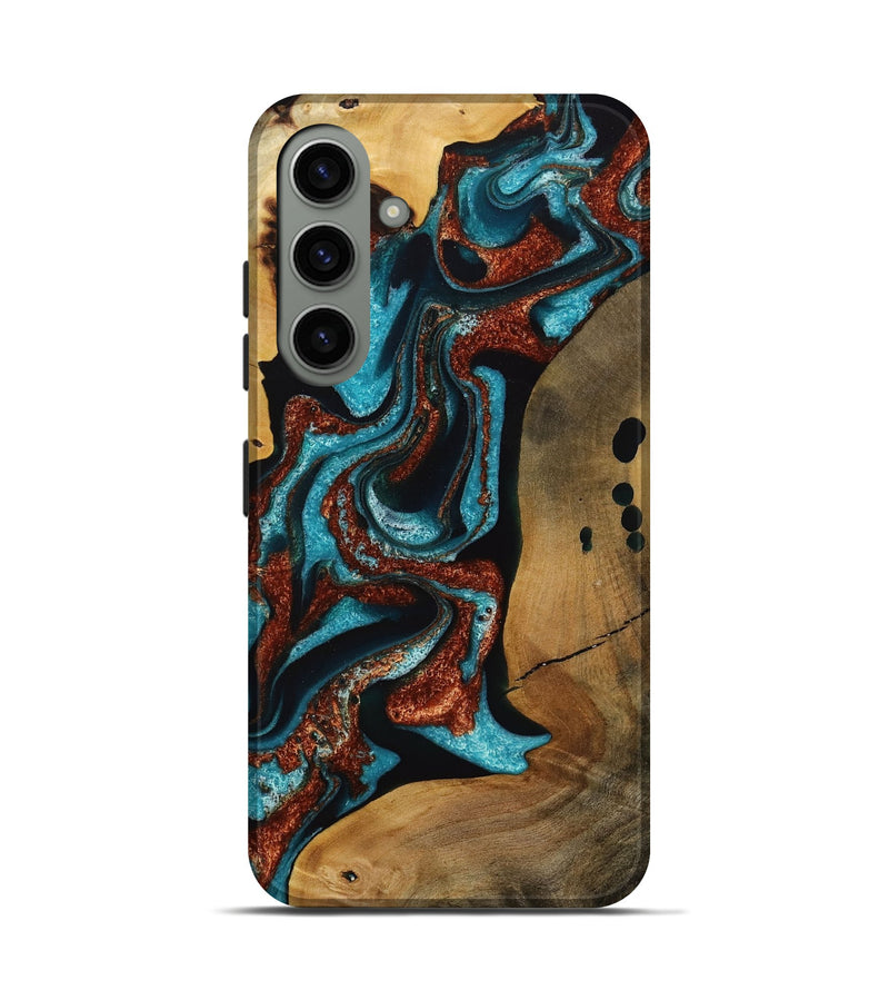 Galaxy S24 Wood Live Edge Phone Case - Elora (Teal & Gold, 731691)