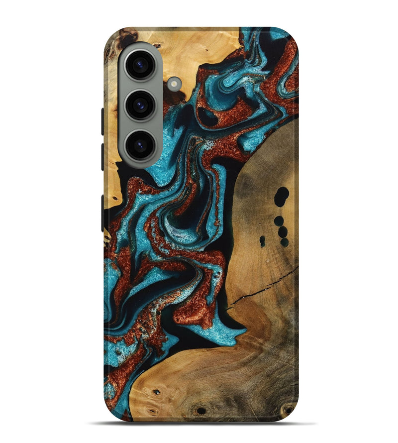 Galaxy S24 Plus Wood Live Edge Phone Case - Elora (Teal & Gold, 731691)