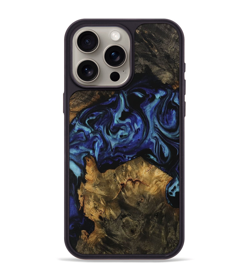 iPhone 15 Pro Max Wood Phone Case - Natalia (Blue, 731720)