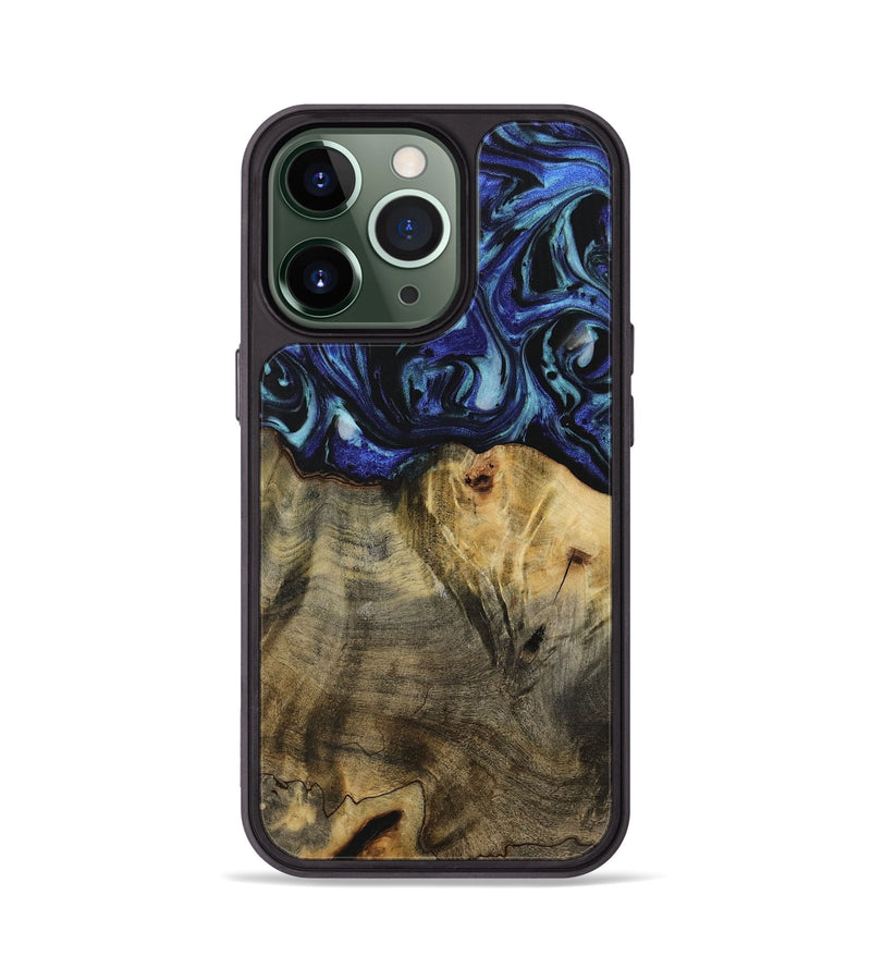 iPhone 13 Pro Wood Phone Case - Dedric (Blue, 731722)