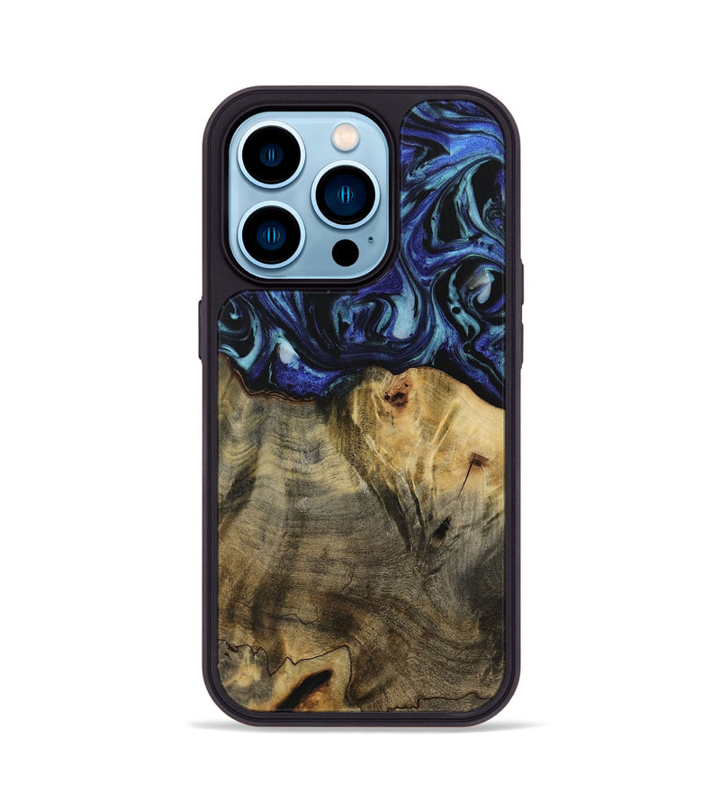 iPhone 14 Pro Wood Phone Case - Dedric (Blue, 731722)