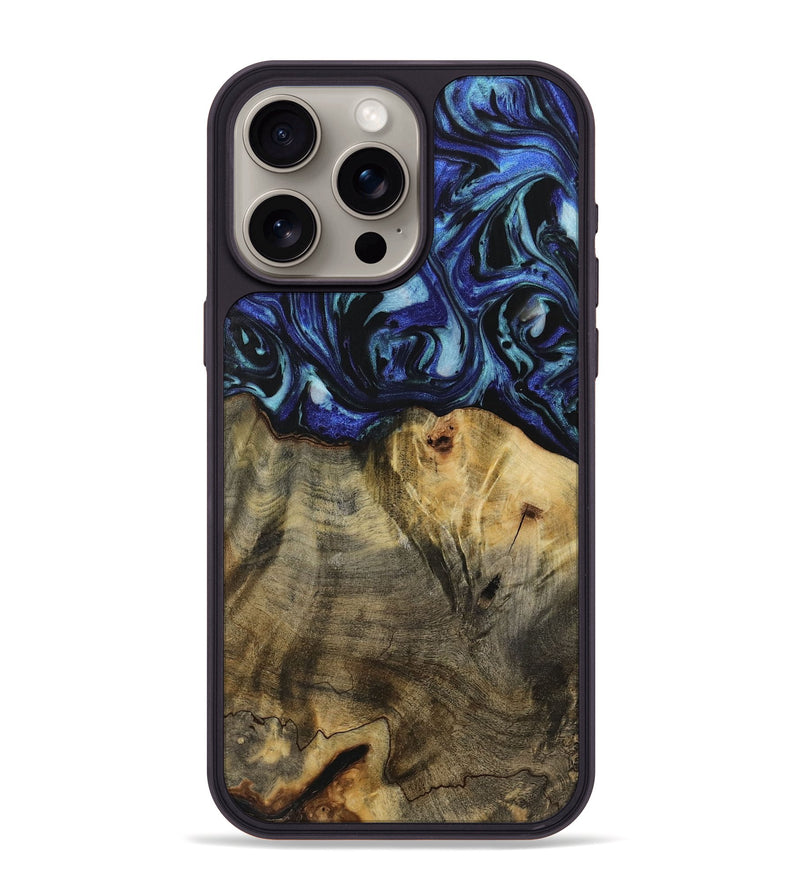 iPhone 15 Pro Max Wood Phone Case - Dedric (Blue, 731722)