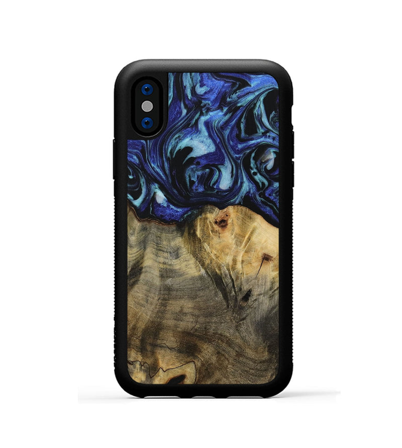 iPhone Xs Wood Phone Case - Dedric (Blue, 731722)