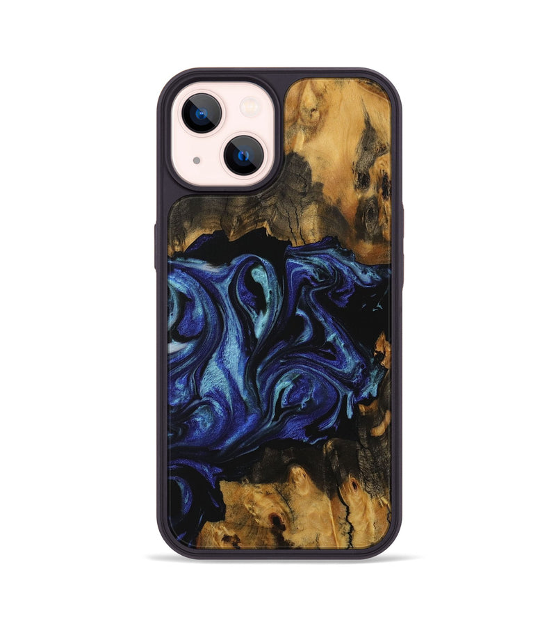 iPhone 14 Wood Phone Case - Carine (Blue, 731729)