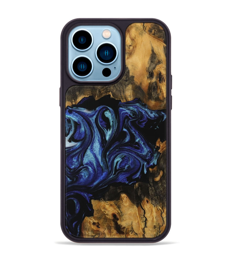 iPhone 14 Pro Max Wood Phone Case - Carine (Blue, 731729)