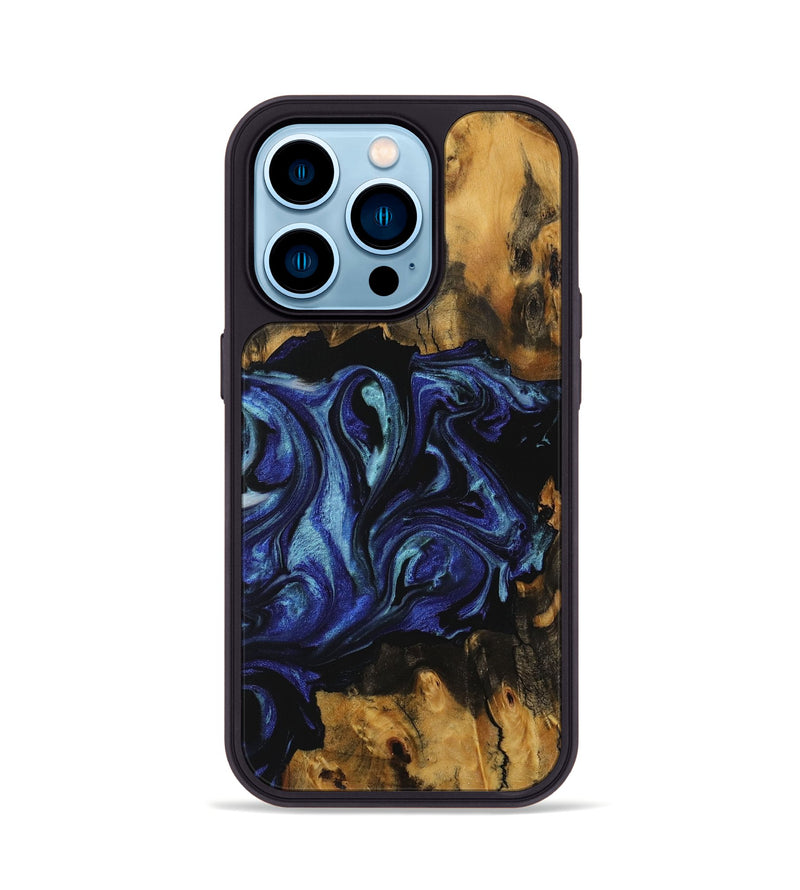 iPhone 14 Pro Wood Phone Case - Carine (Blue, 731729)