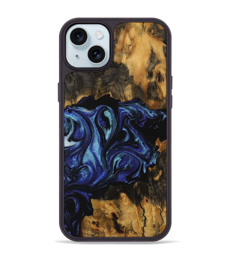 iPhone 15 Plus Wood Phone Case - Carine (Blue, 731729)