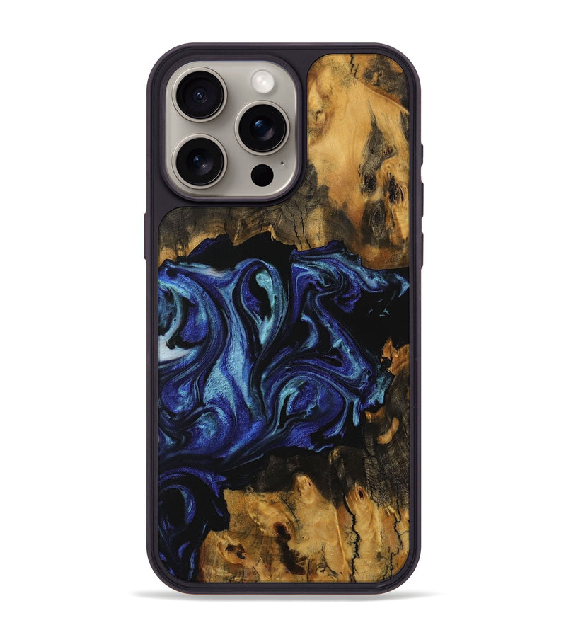 iPhone 15 Pro Max Wood Phone Case - Carine (Blue, 731729)