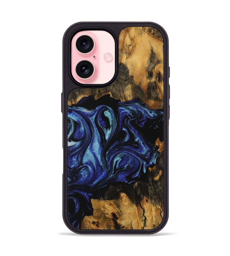 iPhone 16 Wood Phone Case - Carine (Blue, 731729)