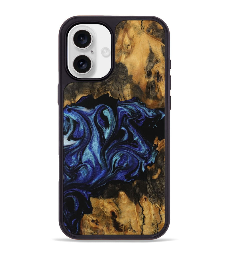 iPhone 16 Plus Wood Phone Case - Carine (Blue, 731729)