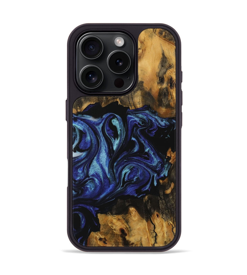 iPhone 16 Pro Wood Phone Case - Carine (Blue, 731729)