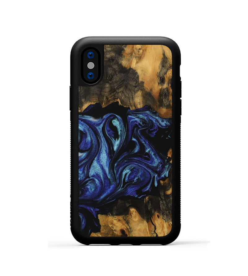 iPhone Xs Wood Phone Case - Carine (Blue, 731729)