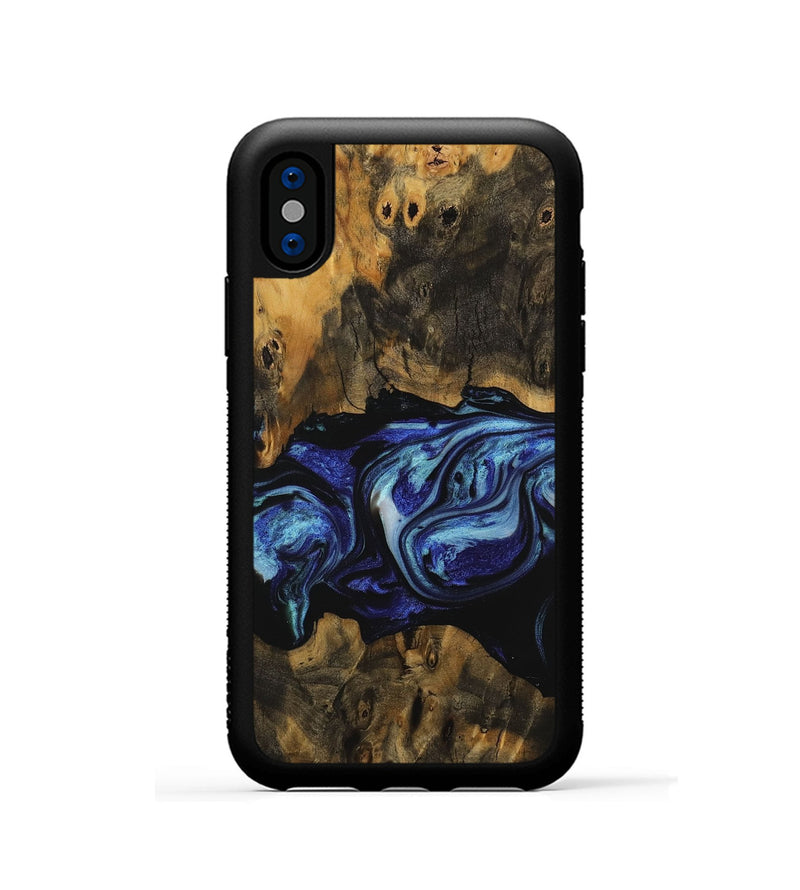 iPhone Xs Wood Phone Case - Lynea (Blue, 731733)