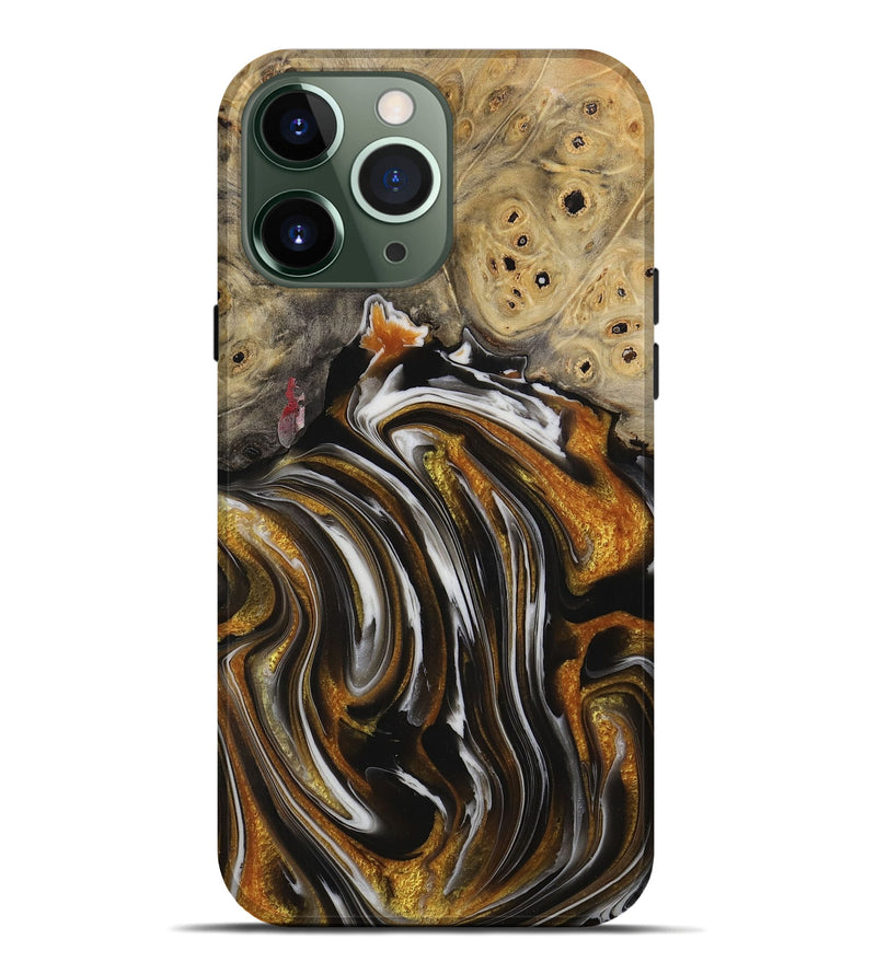 iPhone 13 Pro Max Wood Live Edge Phone Case - Cami (Black & White, 731757)