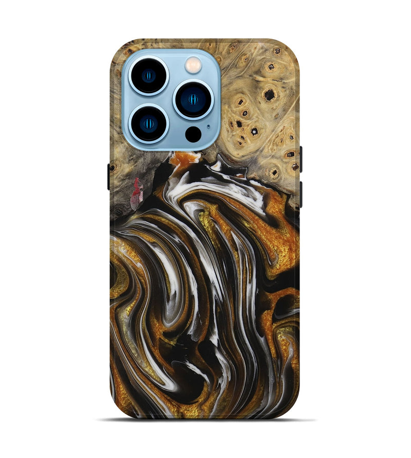 iPhone 14 Pro Wood Live Edge Phone Case - Cami (Black & White, 731757)