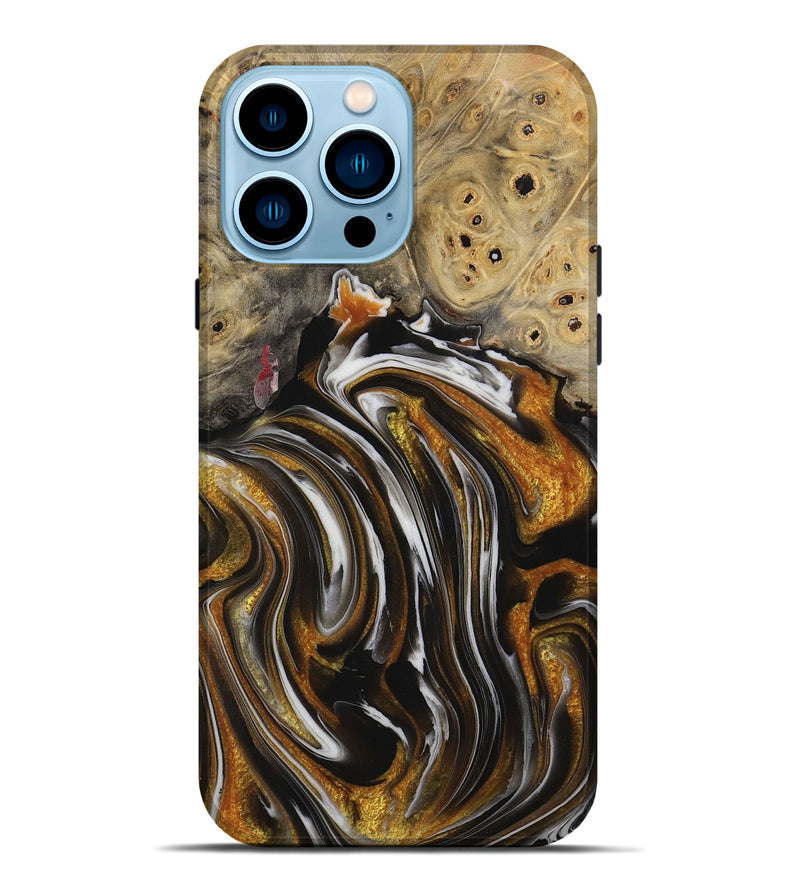 iPhone 14 Pro Max Wood Live Edge Phone Case - Cami (Black & White, 731757)