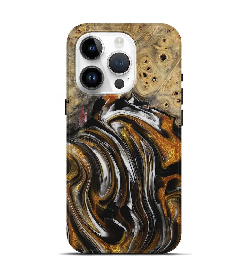 iPhone 15 Pro Wood Live Edge Phone Case - Cami (Black & White, 731757)