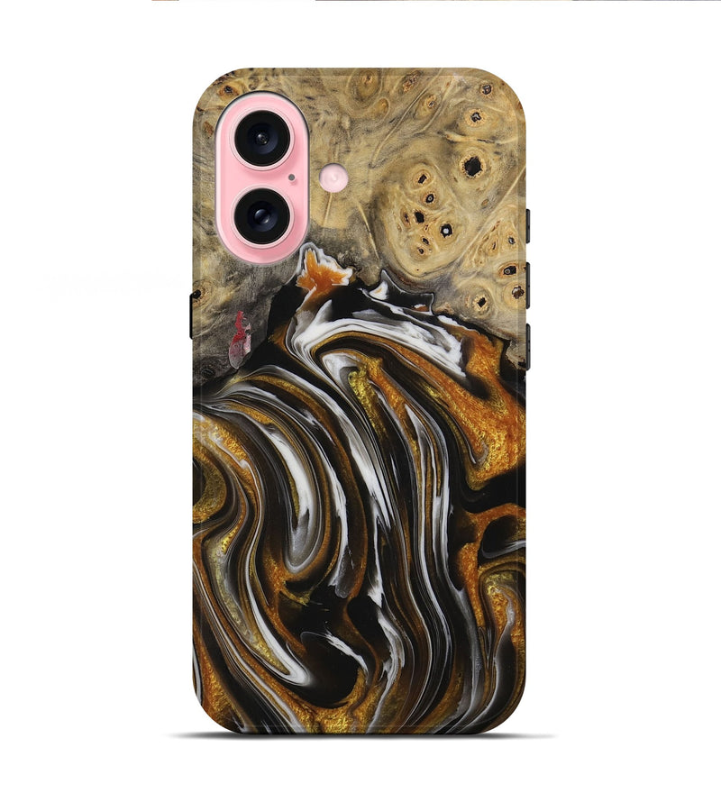 iPhone 16 Wood Live Edge Phone Case - Cami (Black & White, 731757)