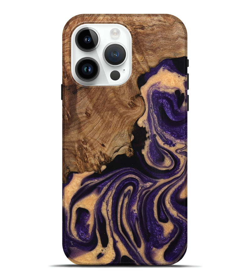 iPhone 15 Pro Max Wood Live Edge Phone Case - Tanya (Purple, 731759)