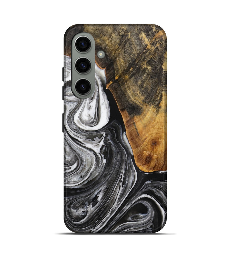 Galaxy S24 Wood Live Edge Phone Case - Vinita (Black & White, 731760)