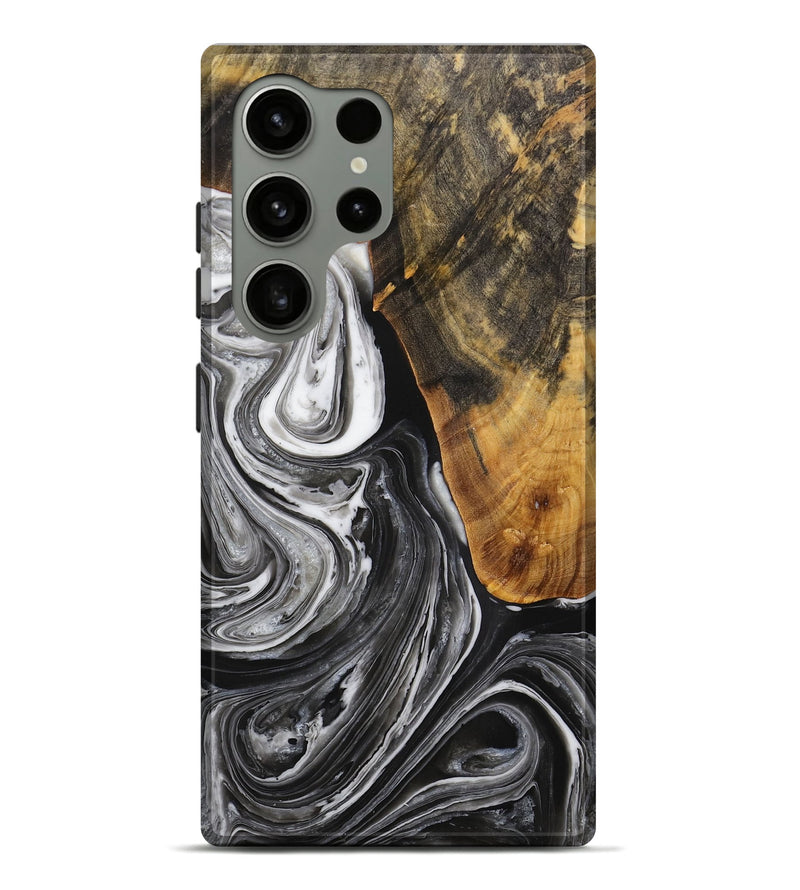 Galaxy S24 Ultra Wood Live Edge Phone Case - Vinita (Black & White, 731760)