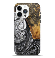 iPhone 15 Pro Max Wood Live Edge Phone Case - Vinita (Black & White, 731760)