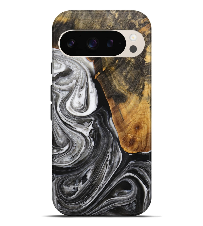 Pixel 9 Pro XL Wood Live Edge Phone Case - Vinita (Black & White, 731760)