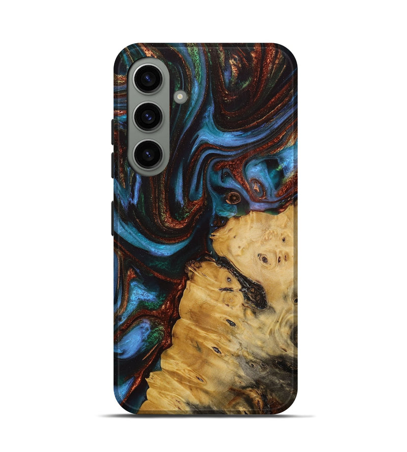 Galaxy S24 Wood Live Edge Phone Case - Daunte (Teal & Gold, 731761)