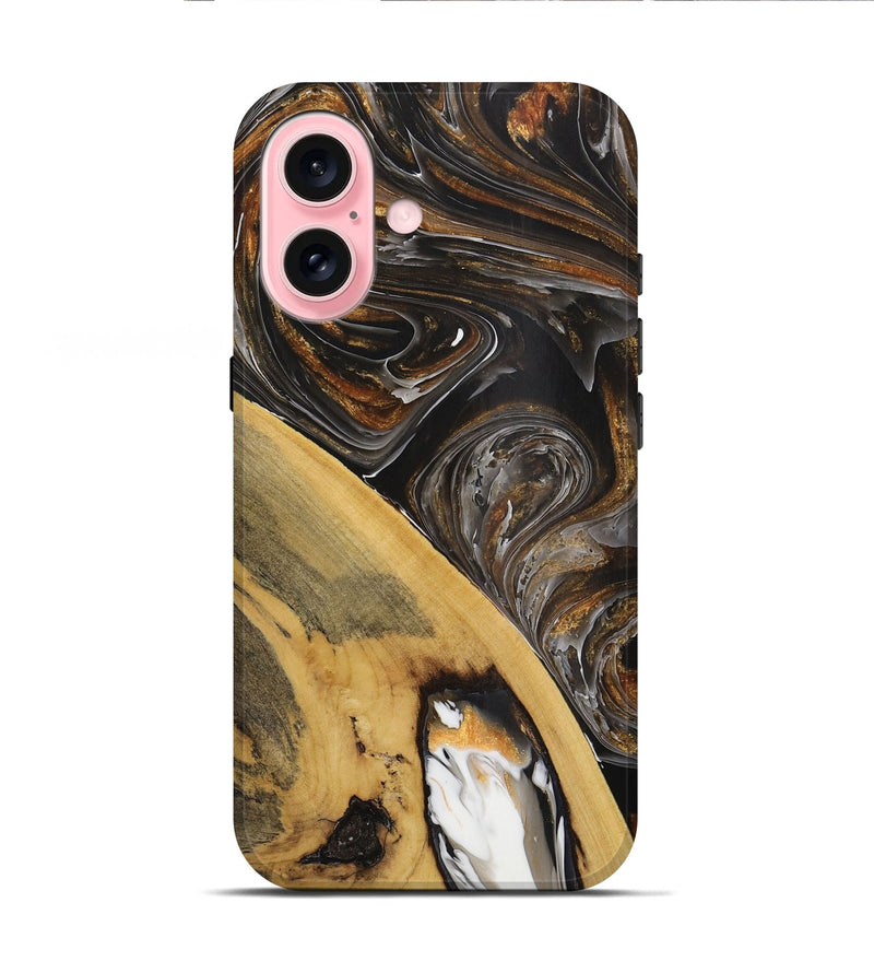 iPhone 16 Wood Live Edge Phone Case - Silas (Black & White, 731762)