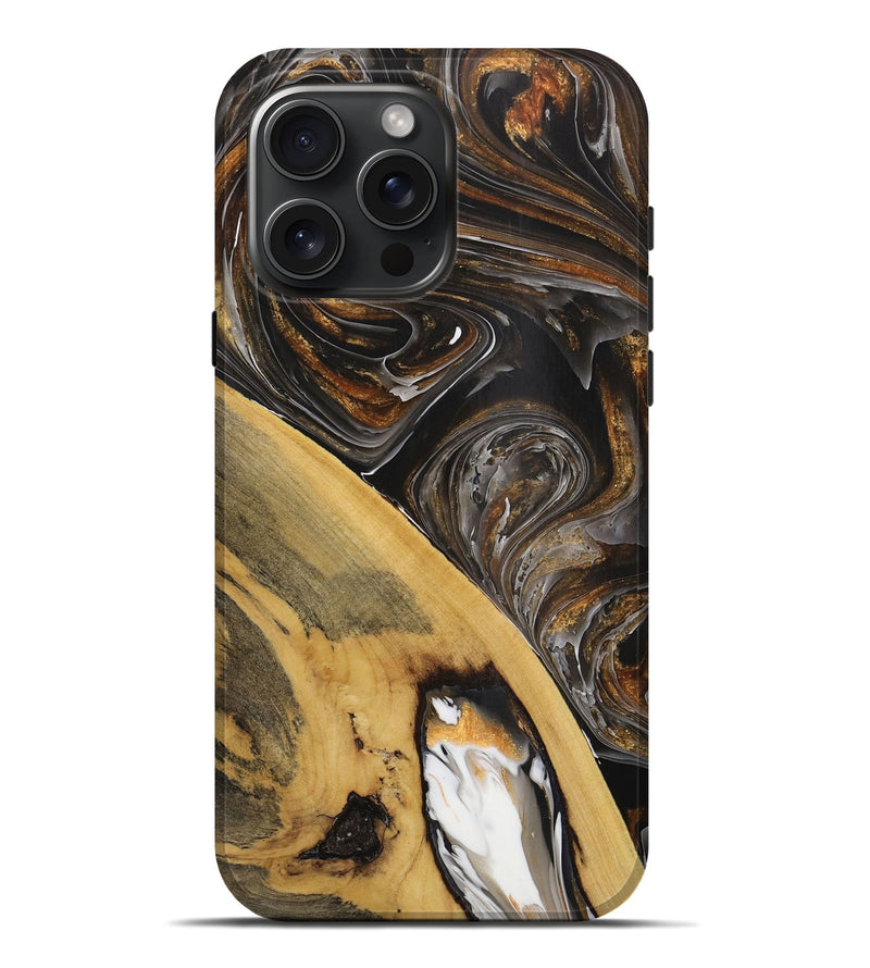 iPhone 16 Pro Max Wood Live Edge Phone Case - Silas (Black & White, 731762)