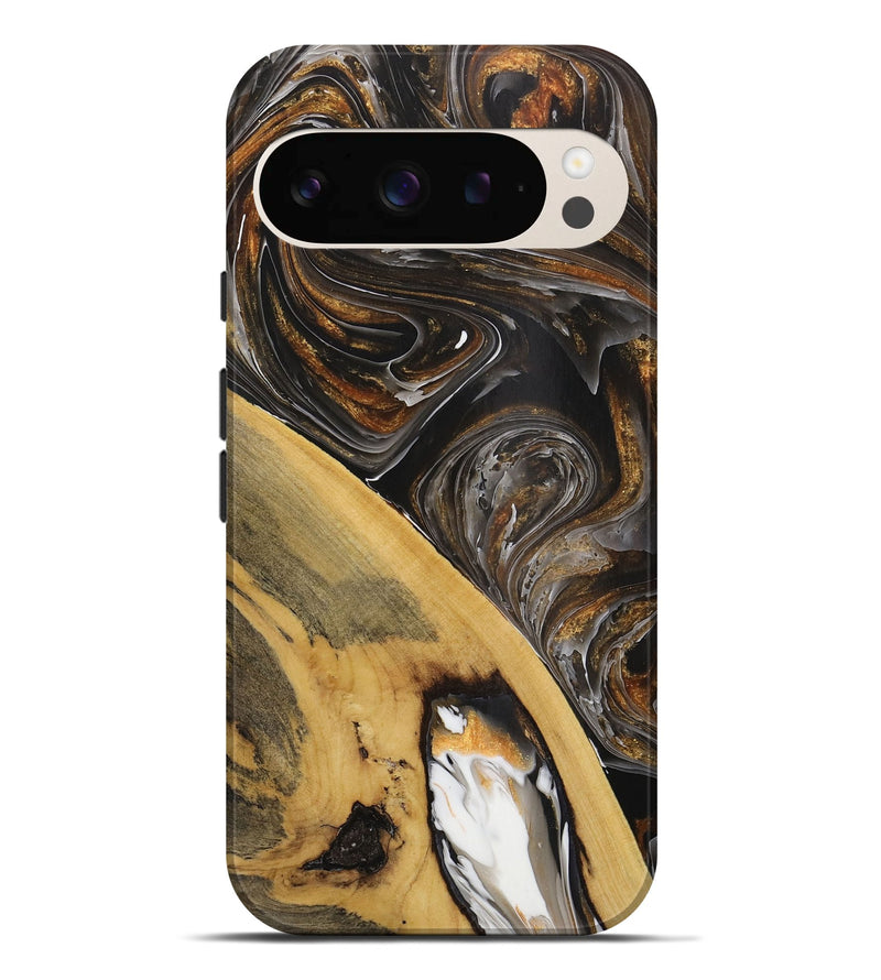 Pixel 9 Pro XL Wood Live Edge Phone Case - Silas (Black & White, 731762)