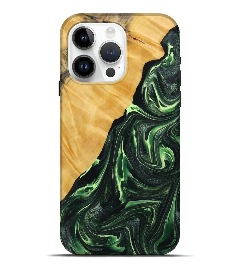 iPhone 15 Pro Max Wood Live Edge Phone Case - Arnav (Green, 731763)